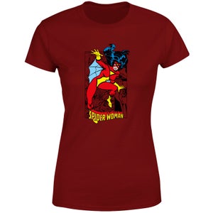 Marvel Female Heroes Spide-Woman Comics Panel Women's T-Shirt - Burgundy