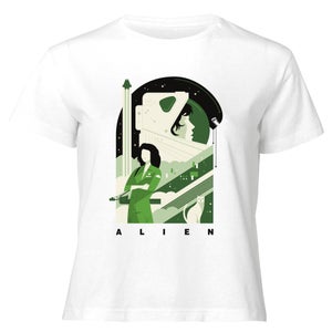 Alien Ripley Space Collage Women's Cropped T-Shirt - White