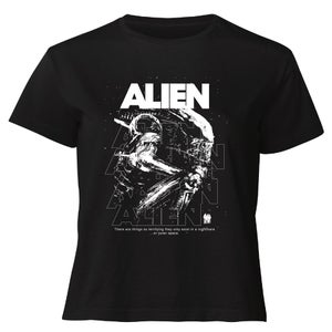 Alien Repeat Women's Cropped T-Shirt - Black