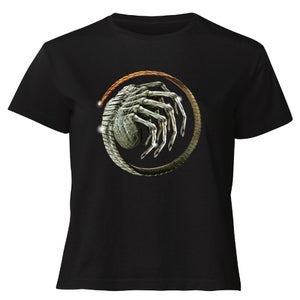 Alien Facehugger Curled Women's Cropped T-Shirt - Black