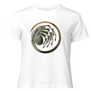 Alien Facehugger Curled Women's Cropped T-Shirt - White