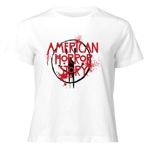American Horror Story Smiley Splatter Women's Cropped T-Shirt - White