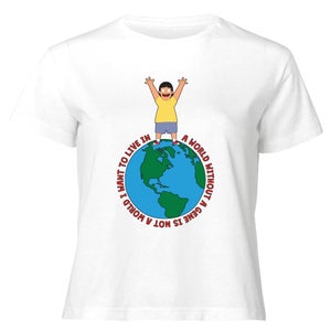Bob&apos;s Burgers A World Without Women's Cropped T-Shirt - White