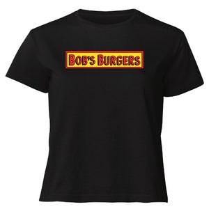 Bob&apos;s Burgers Block Logo Women's Cropped T-Shirt - Black