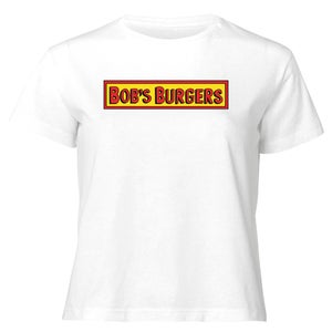 Bob&apos;s Burgers Block Logo Women's Cropped T-Shirt - White