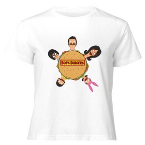 Bob&apos;s Burgers Character Burger Women's Cropped T-Shirt - White