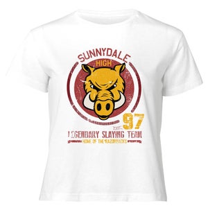 Buffy The Vampire Slayer Sunnydale High Varsity Women's Cropped T-Shirt - White
