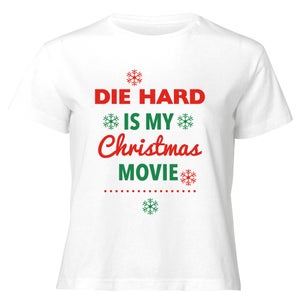 Die Hard Christmas Movie Women's Cropped T-Shirt - White