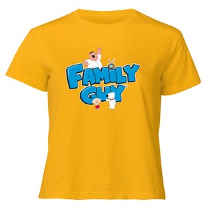Family Guy Character Logo Women's Cropped T-Shirt - Mustard