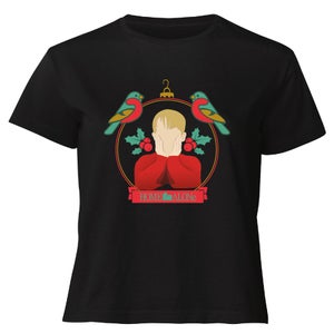 Home Alone Christmas Bauble Women's Cropped T-Shirt - Black