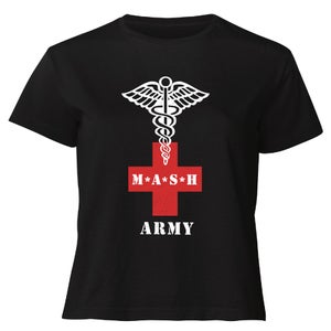 M*A*S*H Army Red Cross Women's Cropped T-Shirt - Black