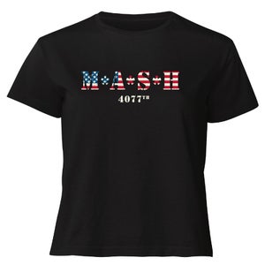 M*A*S*H US Flag Logo Women's Cropped T-Shirt - Black