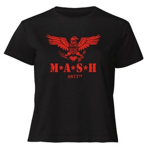 M*A*S*H Broken Eagle Logo Women's Cropped T-Shirt - Black