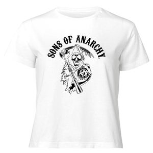 Sons of Anarchy Arched Reaper Women's Cropped T-Shirt - White
