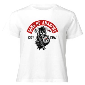 Sons of Anarchy Arched Reaper Est 1967 Women's Cropped T-Shirt - White