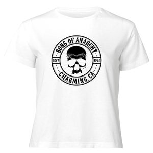 Sons of Anarchy Charming CA Women's Cropped T-Shirt - White