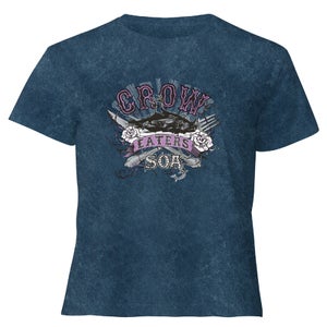 Sons of Anarchy Crow Eaters Women's Cropped T-Shirt - Navy Acid Wash
