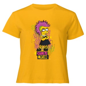 The Simpsons Lisa Girls Rock Women's Cropped T-Shirt - Mustard
