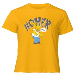 The Simpsons Homer D'Oh Women's Cropped T-Shirt - Mustard