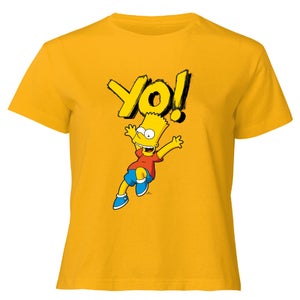 The Simpsons Yo! Bart Women's Cropped T-Shirt - Mustard
