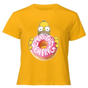 The Simpsons Homer Can't Talk Women's Cropped T-Shirt - Mustard
