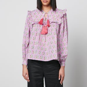 SZ Blockprints Clover Paisley-Print Cotton-Gauze Blouse