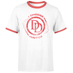 Camiseta de manga corta para hombre Marvel Daredevil I Choose Justice - Blanca/Roja