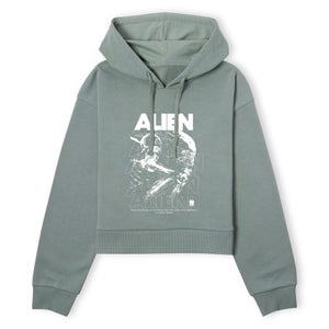 Alien Repeat Women's Cropped Hoodie - Khaki