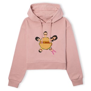 Bob&apos;s Burgers Character Burger Women's Cropped Hoodie - Dusty Pink