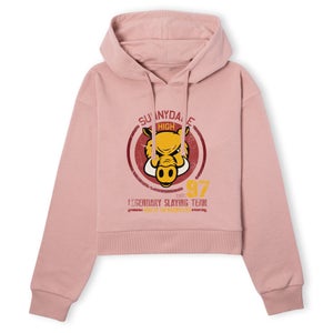 Buffy The Vampire Slayer Sunnydale High Varsity Women's Cropped Hoodie - Dusty Pink