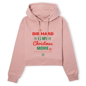 Die Hard Christmas Movie Women's Cropped Hoodie - Dusty Pink