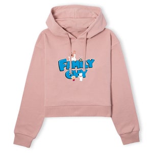 Family Guy Character Logo Women's Cropped Hoodie - Dusty Pink