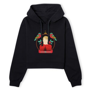 Home Alone Christmas Bauble Women's Cropped Hoodie - Black