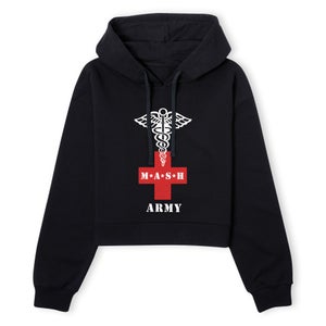 M*A*S*H Army Red Cross Women's Cropped Hoodie - Black