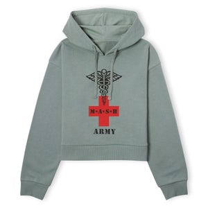 M*A*S*H Army Red Cross Women's Cropped Hoodie - Khaki
