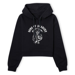 Sons of Anarchy Arched Reaper Women's Cropped Hoodie - Black