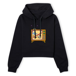 The Simpsons The Itchy And Scratchy Show Women's Cropped Hoodie - Black
