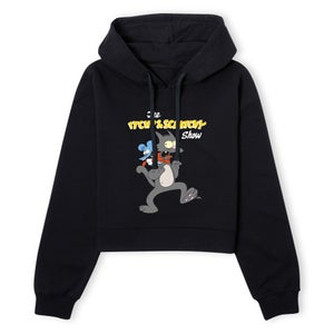 The Simpsons Itchy And Scratchy Strangle Women's Cropped Hoodie - Black