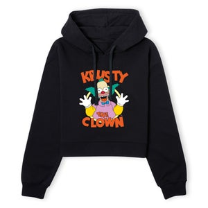 The Simpsons Krusty The Clown Women's Cropped Hoodie - Black