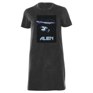 Alien !!! DON'T USE !!! Women's T-Shirt Dress - Black Acid Wash