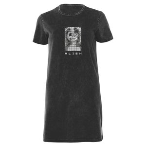 Alien X-Ray Hugger Women's T-Shirt Dress - Black Acid Wash