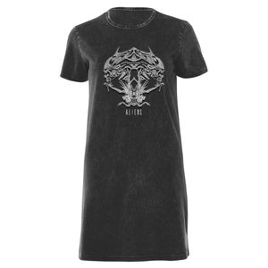 Alien Tribal Women's T-Shirt Dress - Black Acid Wash