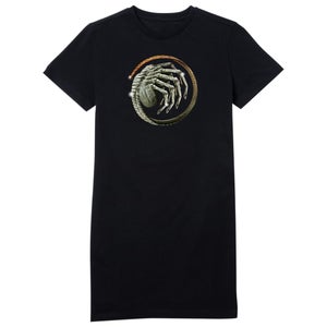 Alien Facehugger Curled Women's T-Shirt Dress - Black