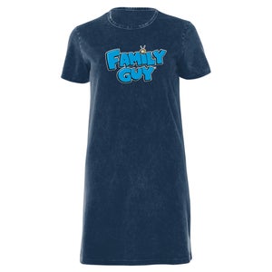 Family Guy Logo Women's T-Shirt Dress - Navy Acid Wash