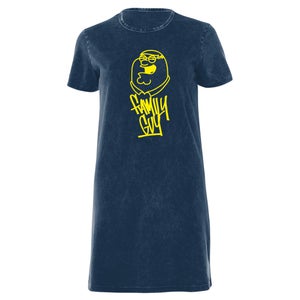 Family Guy Yellow Pete Women's T-Shirt Dress - Navy Acid Wash