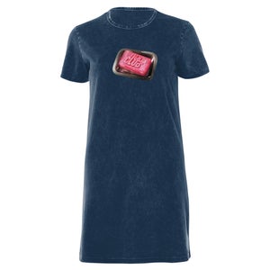 Fight Club Soap Dish Women's T-Shirt Dress - Navy Acid Wash