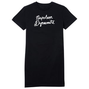 Napoleon Dynamite Script Logo Women's T-Shirt Dress - Black