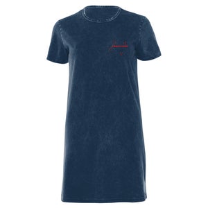 Predator Targeted Logo Pocket Women's T-Shirt Dress - Navy Acid Wash