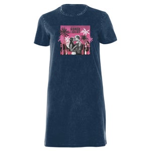 Romeo and Juliet Palmtree Women's T-Shirt Dress - Navy Acid Wash