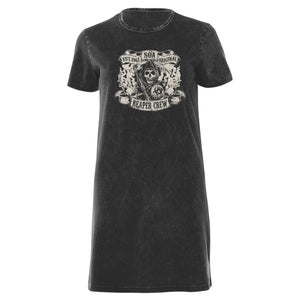 Sons of Anarchy Reaper Crew Women's T-Shirt Dress - Black Acid Wash